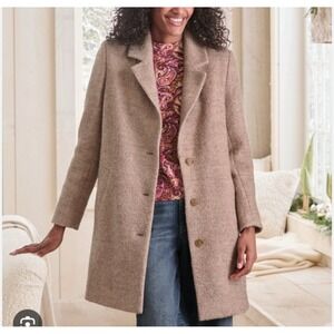 NEW Garnet Hill Pleat-Back Sadie Wool Blend Coat Pink Midi Overcoat Oversized XS